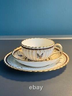 Extremely Rare 19th C Mintons Butterfly Cup saucer Plate Trio Painted Gold G2771