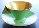 Extremely Rare Shelley China Art Deco Vogue Green Gold Teacup And Saucer Set