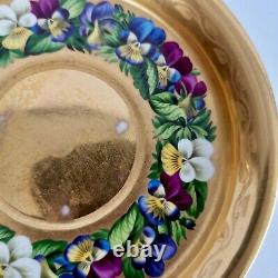 Extremely rare Vienna teacup and saucer, gilt and pansies by Anton Friedl, 1826