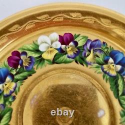 Extremely rare Vienna teacup and saucer, gilt and pansies by Anton Friedl, 1826