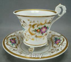 FA Schumann Berlin / Nathusius Hand Painted Floral & Gold Cup & Saucer 1826-1860