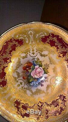 F. Bailey Aynsley Cabbage Rose Grapevine Gold Swag Trio, Cup, Saucer & Side Plate