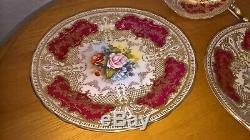 F. Bailey Aynsley Cabbage Rose Grapevine Gold Swag Trio, Cup, Saucer & Side Plate