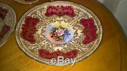 F. Bailey Aynsley Cabbage Rose Grapevine Gold Swag Trio, Cup, Saucer & Side Plate