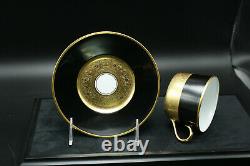 Faberge Empire Noir et Or Tea Cup & Saucer Limoges Porcelain China 24k Gold