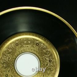 Faberge Empire Noir et Or Tea Cup & Saucer Limoges Porcelain China 24k Gold