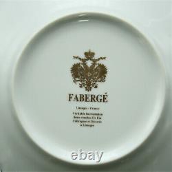 Faberge Empire Noir et Or Tea Cup & Saucer Limoges Porcelain China 24k Gold