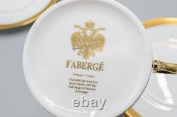 Faberge Limoges France Chaine D'Or Cup & Saucers Set of 4 FREE USA SHIPPING