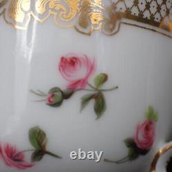 Fine Antique Old Paris Porcelain Tea Cup & Saucer Pink Roses Gold