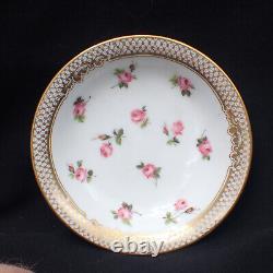 Fine Antique Old Paris Porcelain Tea Cup & Saucer Pink Roses Gold