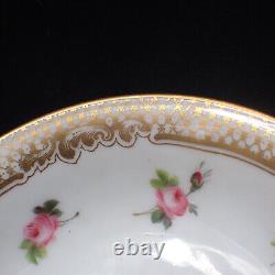 Fine Antique Old Paris Porcelain Tea Cup & Saucer Pink Roses Gold