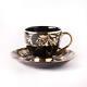 Fine Bone China Black Gold Tea Cups & Saucers- Set Of 2 (180ml)