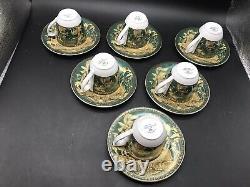 Fine ROYAL Porcelain Sculpture Egypt Coffee Cups And Saucers X 6 Set In EXCD