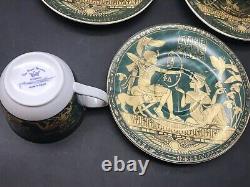 Fine ROYAL Porcelain Sculpture Egypt Coffee Cups And Saucers X 6 Set In EXCD