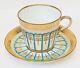 Finest Antique Turquoise Enamel & Gold Demitasse Cup & Saucer. Hammersley C2506