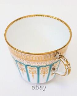 Finest Antique Turquoise Enamel & Gold Demitasse Cup & Saucer. Hammersley C2506