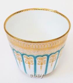 Finest Antique Turquoise Enamel & Gold Demitasse Cup & Saucer. Hammersley C2506