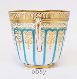 Finest Antique Turquoise Enamel & Gold Demitasse Cup & Saucer. Hammersley C2506