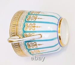 Finest Antique Turquoise Enamel & Gold Demitasse Cup & Saucer. Hammersley C2506