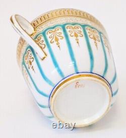 Finest Antique Turquoise Enamel & Gold Demitasse Cup & Saucer. Hammersley C2506