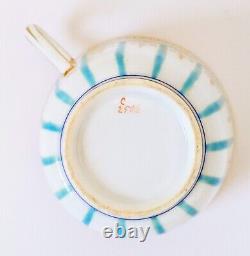 Finest Antique Turquoise Enamel & Gold Demitasse Cup & Saucer. Hammersley C2506