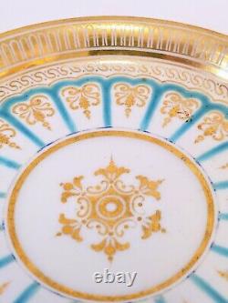 Finest Antique Turquoise Enamel & Gold Demitasse Cup & Saucer. Hammersley C2506