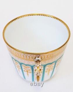 Finest Antique Turquoise Enamel & Gold Demitasse Cup & Saucer. Hammersley C2506