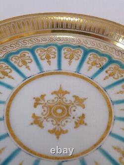 Finest Antique Turquoise Enamel & Gold Demitasse Cup & Saucer. Hammersley C2506