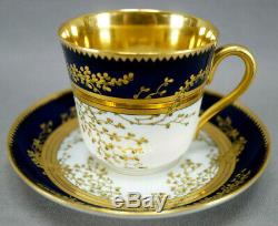 Fischer & Mieg Pirkenhammer Cobalt & Gold Leaf Coffee Cup & Saucer C. 1873-1918