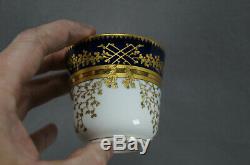 Fischer & Mieg Pirkenhammer Cobalt & Gold Leaf Coffee Cup & Saucer C. 1873-1918