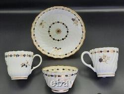 Flight Worcester Porcelain Tea Cups, Saucer, Bowl, Cobalt Blue Gold Circa 1780