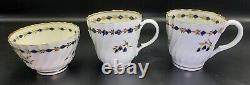 Flight Worcester Porcelain Tea Cups, Saucer, Bowl, Cobalt Blue Gold Circa 1780