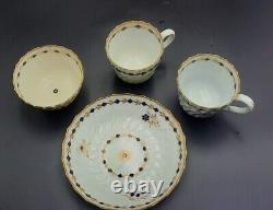 Flight Worcester Porcelain Tea Cups, Saucer, Bowl, Cobalt Blue Gold Circa 1780