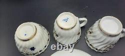 Flight Worcester Porcelain Tea Cups, Saucer, Bowl, Cobalt Blue Gold Circa 1780