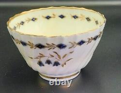 Flight Worcester Porcelain Tea Cups, Saucer, Bowl, Cobalt Blue Gold Circa 1780