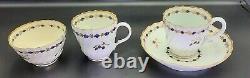 Flight Worcester Porcelain Tea Cups, Saucer, Bowl, Cobalt Blue Gold Circa 1780