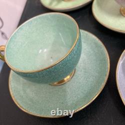 Foley China Colourful gold rim Teaset 6 cups & Saucers, sugar bowl, and milk jug