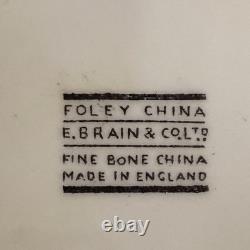 Foley China Colourful gold rim Teaset 6 cups & Saucers, sugar bowl, and milk jug