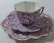 Foley China Snowdrop Lavender/white Trio Cup, Saucer, Plate Withgold Edges