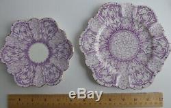 Foley China Snowdrop Lavender/White trio cup, saucer, plate withgold edges