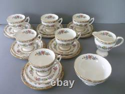Foley Coalport Ming Rose Tea Set 20pc Breakfast Tea Cup Trio, Jug, Sugar Bowl