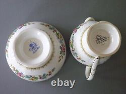 Foley Coalport Ming Rose Tea Set 20pc Breakfast Tea Cup Trio, Jug, Sugar Bowl