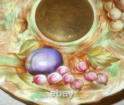 Footed Cup & Saucer Set Orchard Aynsley Fruit and Gold signed D. Jones