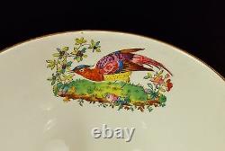 Four (4) Antique Spode Chelsea Bird Cups And Saucers Black Multi Colors Gold