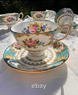 Four Royal Albert'Lady Ascot' Bone China Tea Cups & Saucers