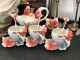Franz Porcelain Style Gold Fish 3 Tea Coffee Cups Saucers With Spoons