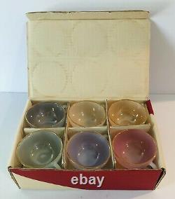 French Harlequin Arcopal Pastel Opalescent Gold Rimmed 6 tea Cups And Saucers