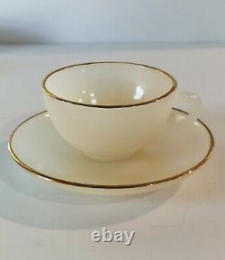 French Harlequin Arcopal Pastel Opalescent Gold Rimmed 6 tea Cups And Saucers