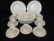 French Haviland China Ladore 8 Din Plates Cups Saucers Gold On White Swirl Blank