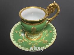 French Porcelain Limoge France Gilded Cup & Saucer